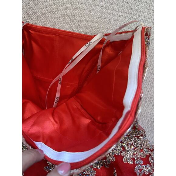 GLS Apparel USA Inc. Women's Red Tull  Strapless Dress W/Gold Sequins Size XS - Picture 6 of 7